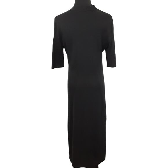 Peruvian Connection Pima Cotton Black Stretch Knit Sweater Midi Dress Womens M - Picture 5 of 14